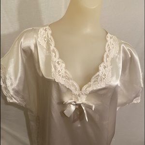 Victoria’s Secret White Satin Gown Lace Trim SizeL
